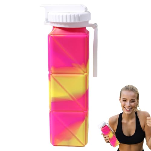 Botella de agua plegable, taza de campamento plegable,Botella de agua de silicona de senderismo para deportes | Copa plegable reutilizable ligera para al aire libre, senderismo, pesca, gimnasio, depor