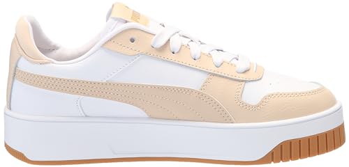 Image of Puma Womens Carina Street Sneaker, Puma Womens White-Shifting Sand-Metallic Gold, 10.5