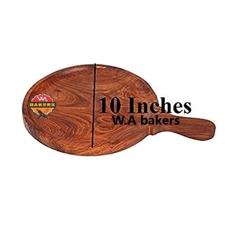 Image of W.A Bakers Wooden Round Pizza Bat with Handle /Bat /Board (10 Inches, Brown) (Medium) (10 Inch)