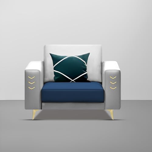 Image of Casaliving Falco 1 Seater Sofa Set for Living Room (Blue Grey Fabric) Premium Fabric Sofa