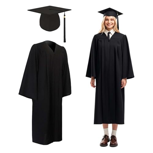 ZHYUAN Sombrero y Ropa de Graduacion Hombre Mujer, Conjunto de Traje de Graduación, Graduación Toga Adulto, Toga y Birrete Graduacion, Adecuado para graduados de Secundaria y Universidad, Unisex