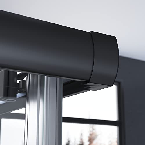 ELEGANT 760 x 760 mm Black Sliding Doors Corner Entry Shower Enclosure 6mm Extra Toughened Safety Glass Screen Cubicles