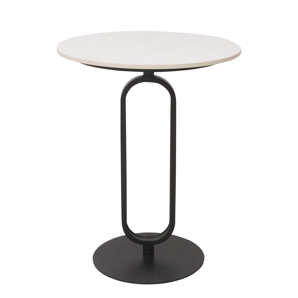 Cre Cra Side Table with Marble Top Metal Pub Bar Round Table Modern Sofa Side End Table Coffee Tray Side Desk for Couch Living Room Bedroom