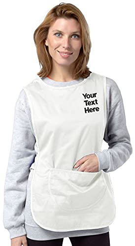 Ranks Embroidered/Personalised WHITE TABARD with Pocket, Size S - XL, Work/Home (XL)