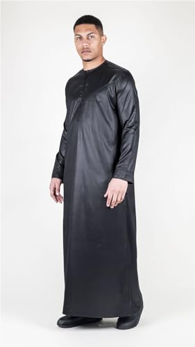 Men's Thobe Jubba Islamic Clothing Muslim Kaftan Emirati Omani Satin Robe4