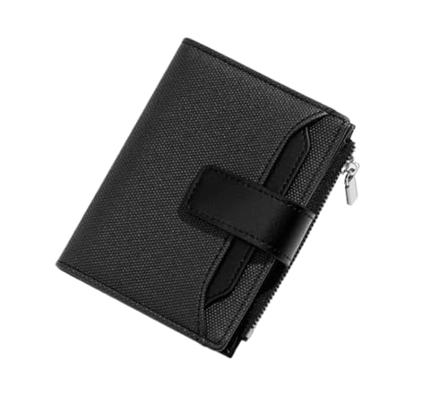 Women's Wallets Coming Short Women's Handheld Fold Zipper PU Leather Card Holder Cloth Wallet for Change，Credit Card(Black)