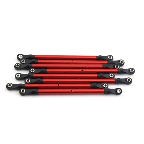 Rc Special Connecting Rod for Axial for SCX10 90046 for TRX4 1/10 8pcs Aluminum Alloy RC Link Rod Linkage Set 313MM Wheelbase RC Crawler Car Parts Replacement Use(Red)