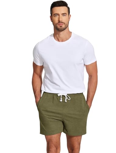 Image of Deyeek 5.5 Inch Mens Pajama Shorts Sleep Cotton Lounge PJ Lightweight Elastic Waist Drawstring Nightwear Bottom with Pockets