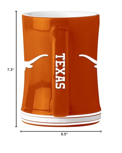 Image of Logo Brands NCAA Texas Longhorns 14oz Ceramic Relief Mug- Officially Licensed Mug, Sculpted 3D Logo and Team Colors - Comfortable Handle and Glossy Finish for College Sports Fans