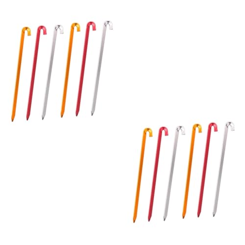 POPETPOP 2 Series Clavo Molido Participación Apuestas Clavija Carpa Tipi Tent Estacas Camping Piquetas para Acampar Estaca De Tienda Al Aire Libre Piqueta De Aleación De Aluminio 6 Piezas*2
