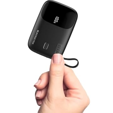 Carregador Portátil 10000mAh com Display LED, Mini Power Bank Rápido 22.5W com PD 3.0 e QC 3.0, USB-C Leve e Compatível com iPhone 16/15/14/13/12/11 e Samsung, Preto