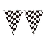 Creative Converting Black and White Check Flag Pennant Banner