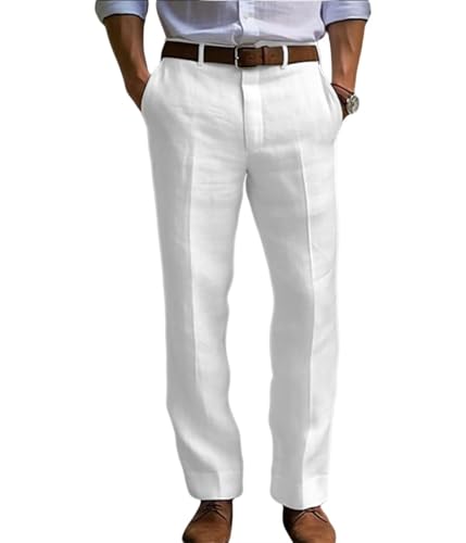 Vintage Men’s Dress Pants Cotton Linen Summer Beach Casual Trousers Loose Fit Comfort Outdoor Holiday Daily Vacation Pant