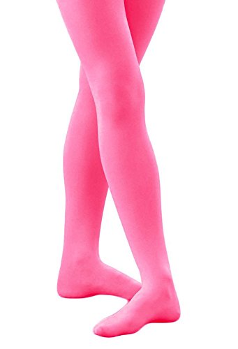 Girls' Opaque Microfiber Dance Stockings School Uniform Footed Tights (6-8, Rose)2