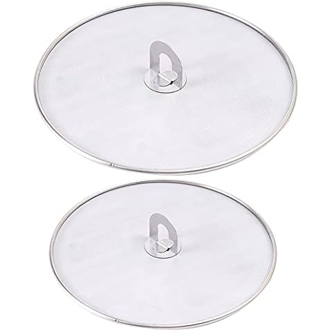 FISHSHOP Stainless Steel Splash Guard 2 PCS (33CM, 25CM) Splatter Screen for Frying Pan, Splash-proof Oil PanLlid Oil Resist Practical Splash Guard Frying Cooking Tools Protective Mesh Pan Lid Cover