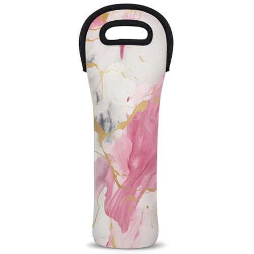 Neoprene Wine Tote Carrier Bag for Wine,Water, Champagne, Beer, Baby Bottles 15.6 x 5.1 Inches, Protective Wine Bag,Pink