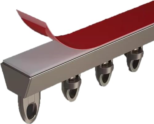 Juego de rieles de cortina corredera autoadhesivos de aluminio para dormitorio, oficina, sala de estar, 122 cm, fácil instalación y deslizamiento suave