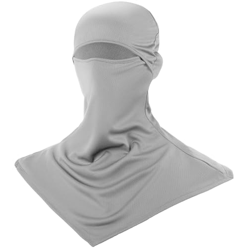 JaGely Balaclava Summer Full Face Mask for Sun Protection Breathable Motorcycle Hood Helmet Liners Windproof Long Neck Cover (Light Gray)