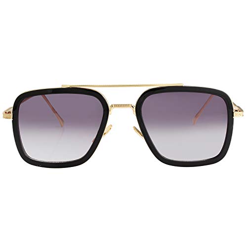 Image of Kursan Polarized Tony Stark Sunglasses for Men Women Vintage Square Metal Frame Iron Man and Spider-Man Eyeglasses