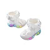 [Tsukuyomi] 2025年冬 女の子 ブーツ 雪 ブーツ キッズ 保温 靴 あったか 靴 光る 靴 LED シューズ 子供 屋外 キャンパス シューズ プリンセス デザイン 防滑 底 幼児 女児 (15.5 cm,白) [並行輸入品]