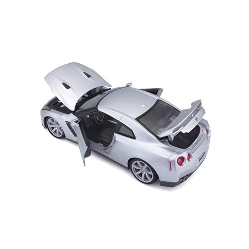 Modelo Nissan GT-R R35 2009 a escala 1:18 plateado miniatura 4
