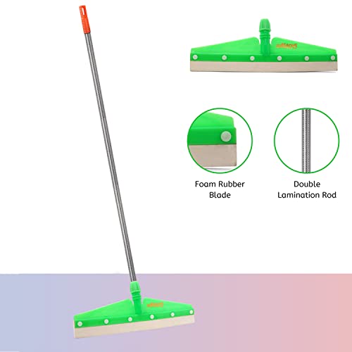 Image of Zureni MACH-5 Wiper 19 inch Foam Rubber Blade, Double Lamination Rod with Sturdy Long Handle for Wiping, Floor Cleaning and Dirt Removal in Home, Bathroom & Kitchen (Random Colours)