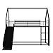 AEMSOFK Twin Over Twin Bunk Bed with Slide,House Shaped Bedframe w/Ladder, Heavy Duty Low Bunk Bed Frame with Guardrail,No Box Spring Needed & Easy Assemble(Black)