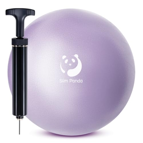 Image of Slim Panda 9 Inch Pilates Ball - Anti-Burst Mini Yoga Ball with Needle Valve Pump - Small Exercise Core Ball for Barre, Stability & Physical Therapy