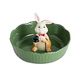 DIHOclub Decorative Ceramic Candy Bowl - Snack Serving Dish for Pistachios, Nuts, Candies, Jewelry Storage, Perfect for Holidays, Parties, and Gifts, 6 Inches(Green Rabbit)