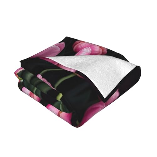 Couverture en flanelle douce rose et tulipes, le cadeau naissance idéal - 3