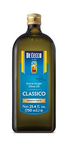 De Cecco Extra Virgin Olive Oil, 25.4 Ounce Bottle, Blue label Mediterranean Blend - Ideal for dressings, dips, cooking and frying , Classico