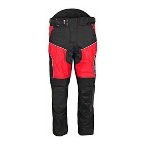 Xtron Bikewear Men's Motorbike Motorcycle Waterproof Cordura Textile Trousers Pants CE Armours (36W / 32L) Black/Red Cover