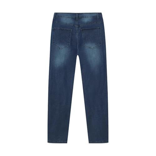 Jeans Pants Trousers Denim Street Trendy Piercing Slimming Stretch Water Washed Blue Commuter Casual for Men 5