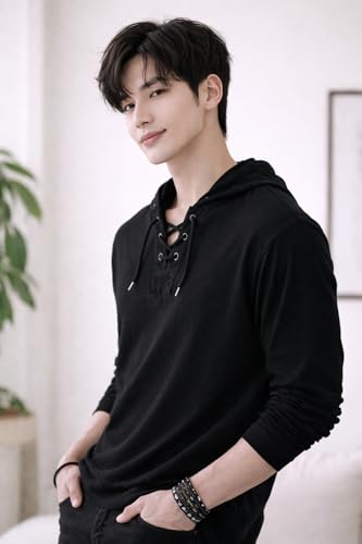 Image of Men's Cotton Blend Regular Fit Hooded Neck T-Shirt