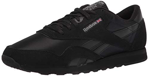 Reebok men's Classic Nylon Sneaker, Black/Pure Grey, 9 US