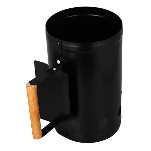 Yardenfun Barril para Barbacoa Exterior Acero Grueso con Aislamiento Térmico Mango de Madera Natural Seis Entradas de Aire para Combustión Resistente y Duradero para Camping