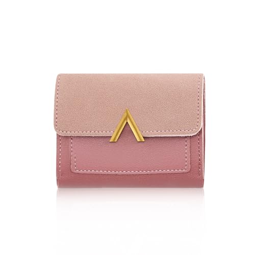 Women Wallet, Short Leather Card Wallet Multifunctional Ladies Wallet Practical Card Holder Wallet with Snap Button Zip for Women Girls