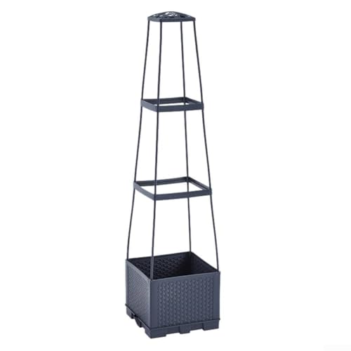 Fioriera per pomodori con aiuola rialzata autoirrigante e graticcio regolabile, per piante rampicanti, ortaggi e fiori, per interni ed esterni (3 viti intrecciate)