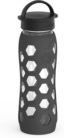 Lifefactory 22oz Glass Water Bottle with Classic Chug Cap, Carbon image 5