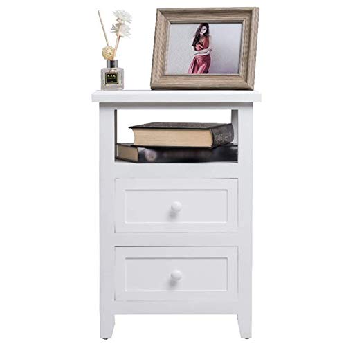 SQPFTW Mesita auxiliar con 2 cajones (completamente montados), mesita de noche, Mesa de Extremo, Gabinete para sala de estar, dormitorio-Marrón