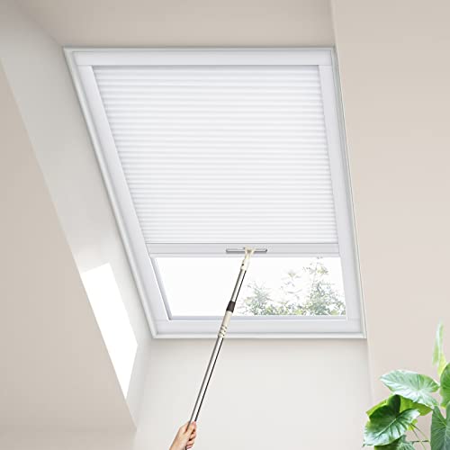 Moonice Skylight Blinds Cordless Roof Honeycomb Window Blinds Light Filtering Cellular Pleated Roof Shades for Home Easy to Install Shades for Inclined Plane Room Windows Custom Size (White) — image 1