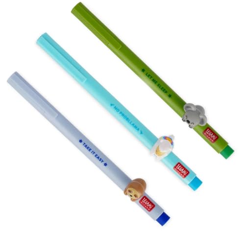 LEGAMI Gelstift Lovely Friends dekoratives Tier abnehmbar und neu kombinierbar verhindert Rollen feine 0 5 mm-Spitze 3er Set Faultier Lama und Koala (3er Set FLUFFY)