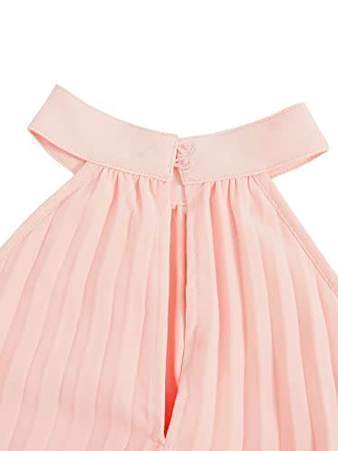WDIRARA Girl's Sleeveless Pleated Halter Dress Casual Button Back Dresses3