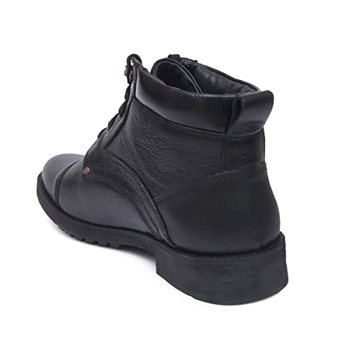 Image of Zoom Shoes Men's Genuine Leather Stylish High Ankle Boots With Laces For Travelling /Office /Party ZA-4171 | Lace-up Shoes With 1-inch Heel, Memory Cushion Insole & TPR Sole