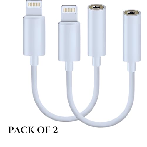 Image of i-Phone 3.5mm Headphone Jack Adapter - Aux Audio Dongle for iPhone 14, 13, 12, 11, XS, XR, X, 8, 7 - Fully Compatible with All iOS Devices for Seamless Audio Connection (White)
