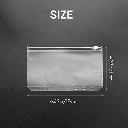 Pyatofyy 34 Pcs A6 Wallets, 6 Holes Plastic Zipper A6 Pockets, Waterproof A6 Punched Pockets for Documents Cards Photo Bills Organizer