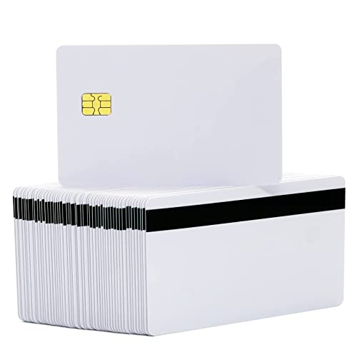 Gialer 50 Pacotes Sle4442 Chip Contato Cartão Ic com 5/16 Polegadas 2 Trilhas Hico Tarja Magnética 2