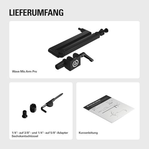 Elgato Wave Mic Arm Pro – 360° drehbarer Mikrofonarm mit niedrigem Profil und Gasfeder, kompatibel mit Elgato-Mikrofonen/Shure SM7B/HyperX QuadCast/Rode/Blue Yeti & mehr - Für Broadcasting/Podcasting