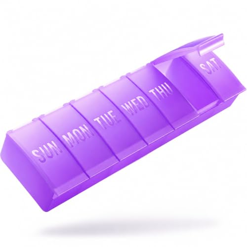 Image of Barhon Large Pill Organizer Weekly, Vitamin Case Box Large Capacity Compartments, 7 Day Pill Containers for Medicine Supplements Fish Oil, Lavender