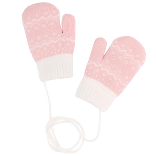 Kids-Warm-Knit Mittens - Girls-Winter Outdoor-Thickened Cold-Weather Wool Toddlers Ski Gloves For 3-5 Years